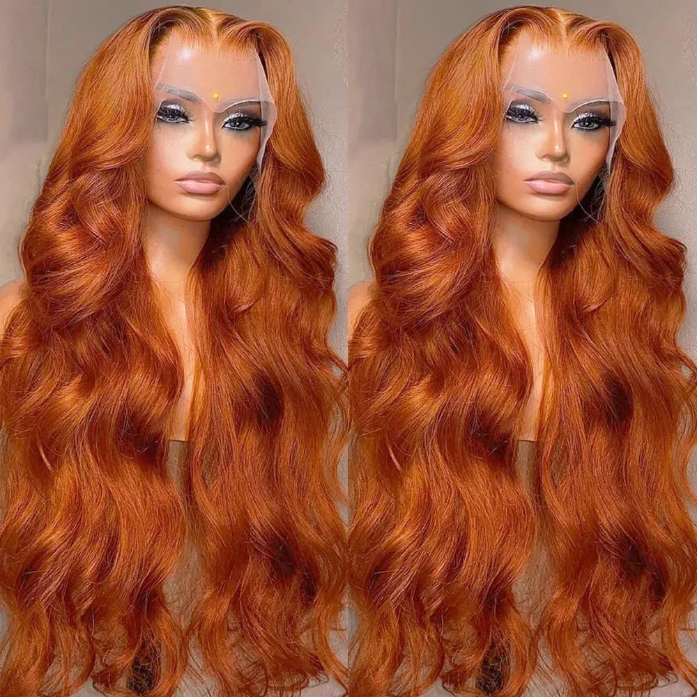 4×4 5x5 Lace Closure Wig Ginger Orange Color Body Wave Human Virgin Hair Pre Plucked With Natural Baby Hair