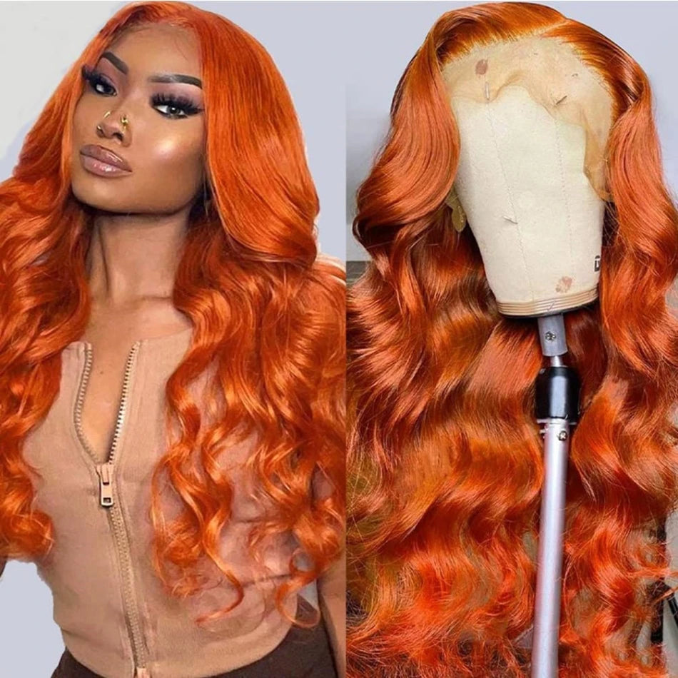 4×4 5x5 Lace Closure Wig Ginger Orange Color Body Wave Human Virgin Hair Pre Plucked With Natural Baby Hair