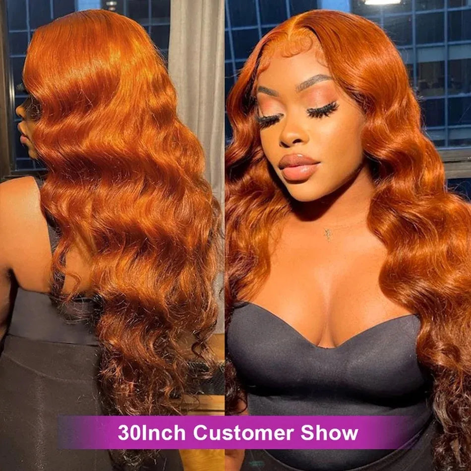 4×4 5x5 Lace Closure Wig Ginger Orange Color Body Wave Human Virgin Hair Pre Plucked With Natural Baby Hair