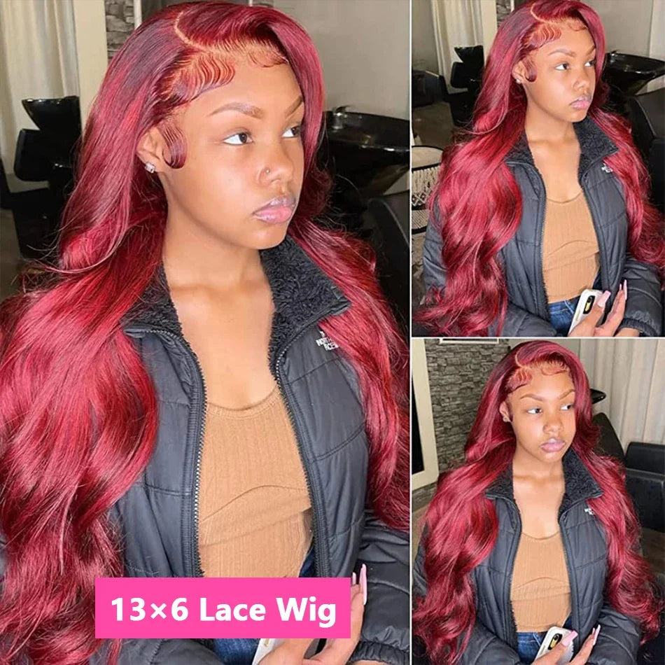 Body Wave Burgundy 13x4 13x6 Hd Lace Frontal Human Hair Wig For Women 99j Lace Front Brazilian Wigs On Sale