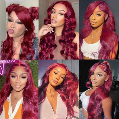 Body Wave Burgundy 13x4 13x6 Hd Lace Frontal Human Hair Wig For Women 99j Lace Front Brazilian Wigs On Sale