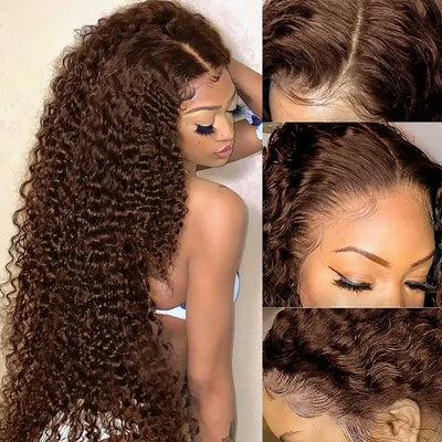 Kelily Brown And Honey Blonde Highlights 4/27# Highlight Water Wave Curly Lace Wig