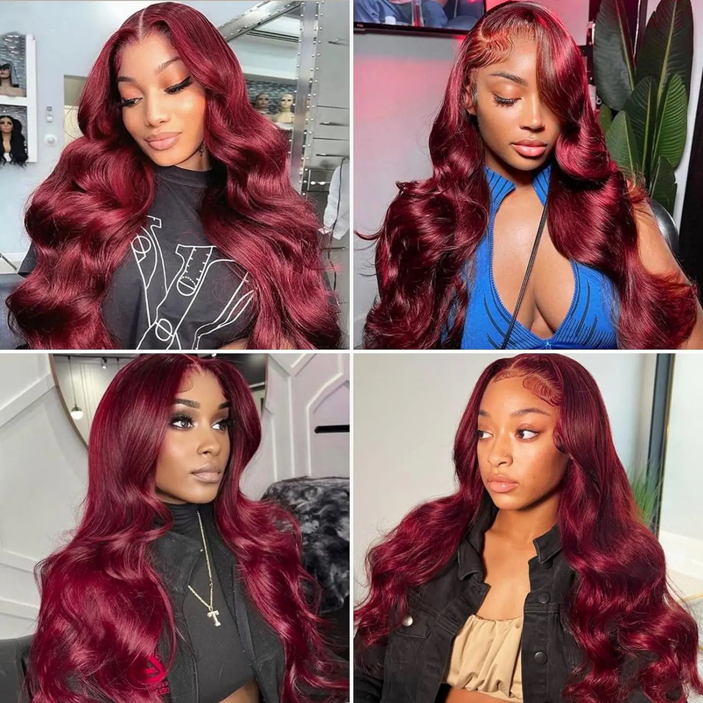 99j Burgundy Lace Front Wigs Human Hair Body Wave  HD Transparent Lace Frontal Wig for Women Pre Plucked Wine Red Colored