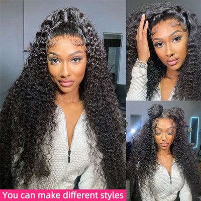 Kelily Deep wave 13x6 HD Lace Hair Wig Curly Black Wigs Natural Wave Style Wig