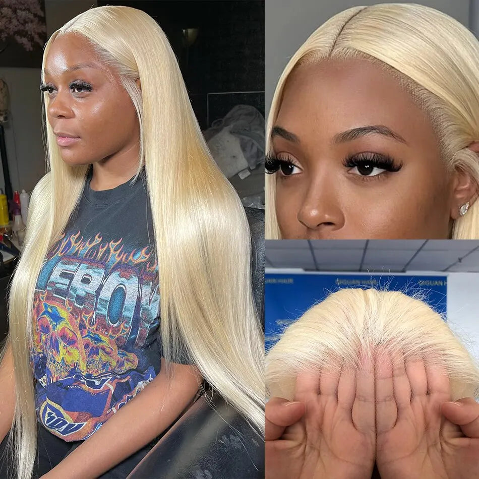 Kelily Russian HD 613 Blonde Blonde Virgin Hair Lace Front Human Hair HD Transparent Lace Frontal Wig for Women