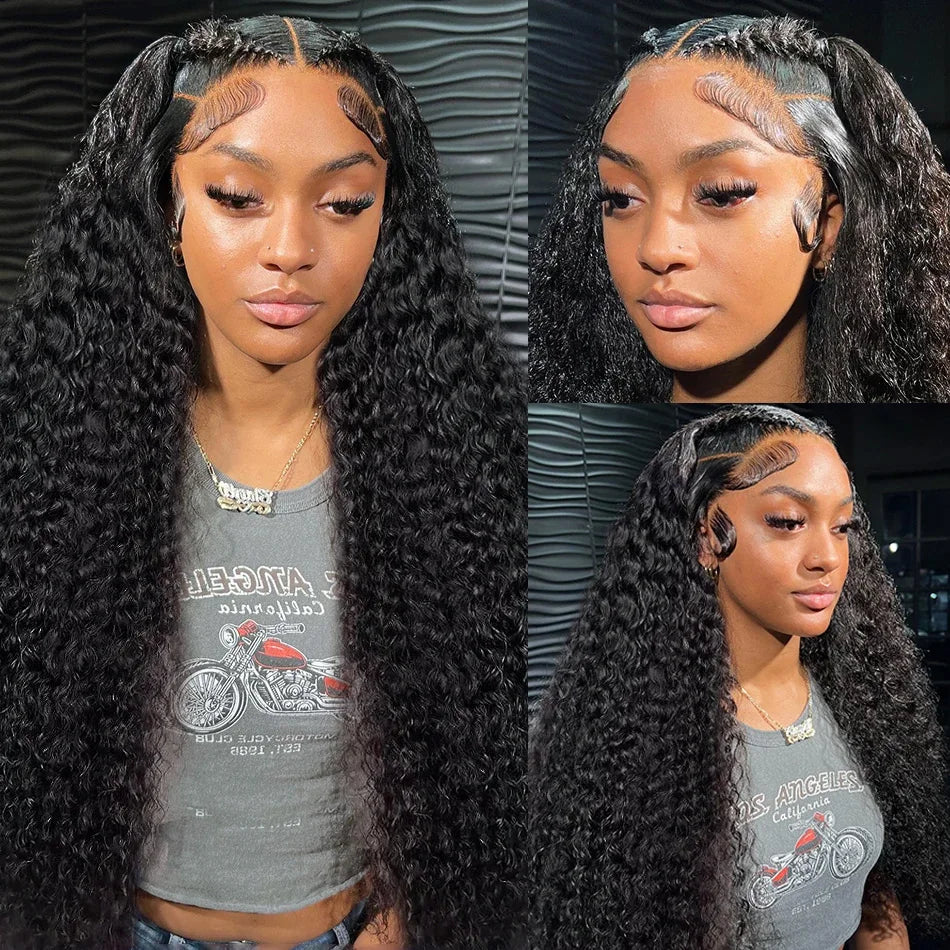 Deep wave 13x4 HD Lace Hair Wig Curly Black Wigs Natural Wave Style Wig