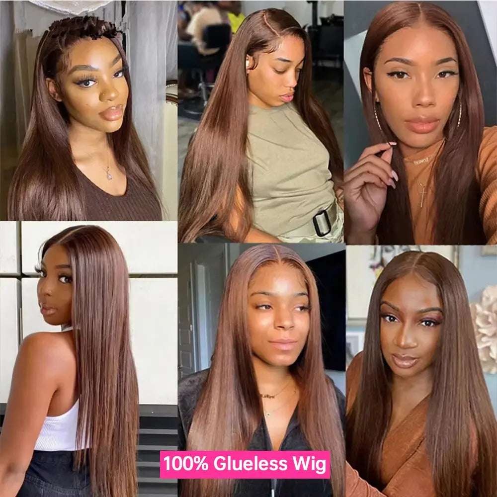 Kelily Upgrade 7x5 Glueless Chocolate Brown Straight Preplucked  Ready to Go Human Hair