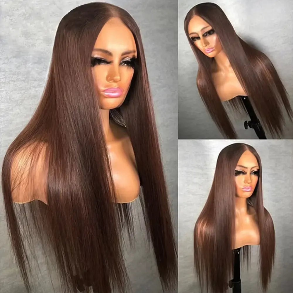 Kelily Upgrade 7x5 Glueless Chocolate Brown Straight Preplucked  Ready to Go Human Hair