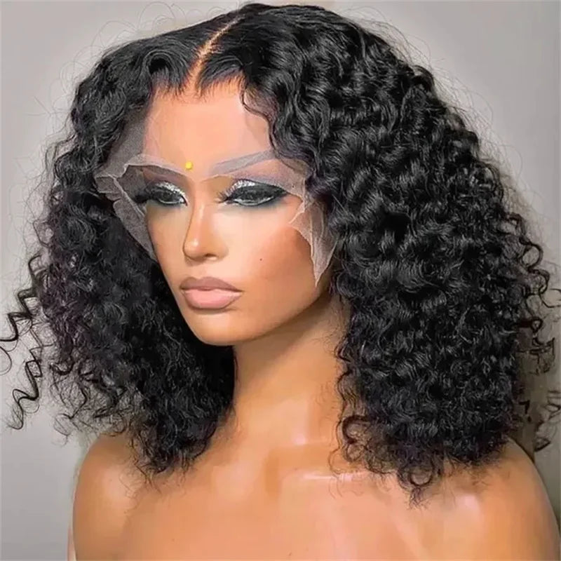 Kelily Deep Curly Short Bob Wigs 13x4 Lace Frontal 5x5 4x4 Lace Closure Bob Wig For Women Virgin Hair with Baby Hair Pre Plucked Natural Color