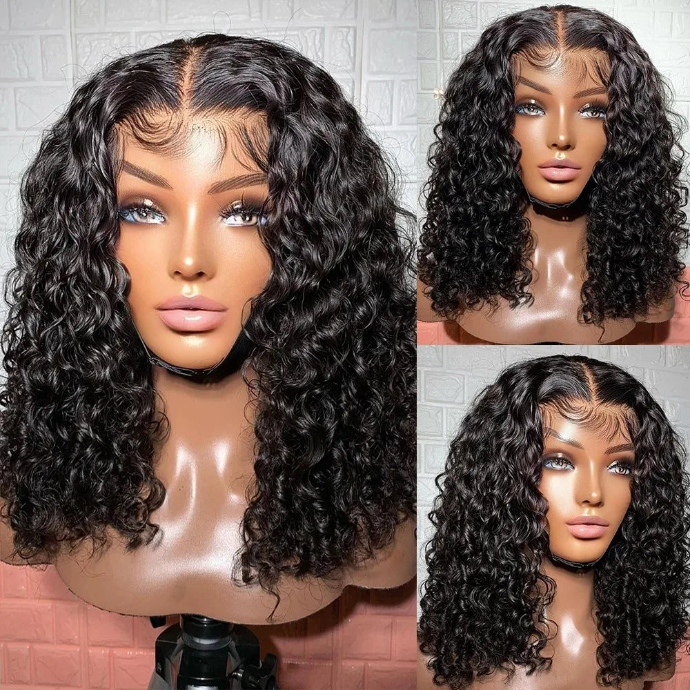 Kelily Deep Curly Short Bob Wigs 13x4 Lace Frontal 5x5 4x4 Lace Closure Bob Wig For Women Virgin Hair with Baby Hair Pre Plucked Natural Color