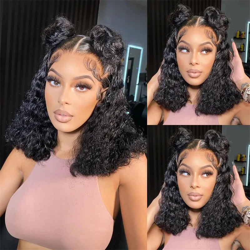 Kelily Deep Curly Short Bob Wigs 13x4 Lace Frontal 5x5 4x4 Lace Closure Bob Wig For Women Virgin Hair with Baby Hair Pre Plucked Natural Color