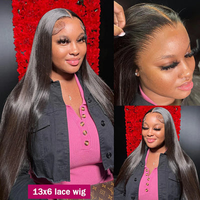 13x4 13x6 Transparent Lace Frontal Wig Bone Straight Lace Front Human Hair Wigs For Women  180 Density Peruvian