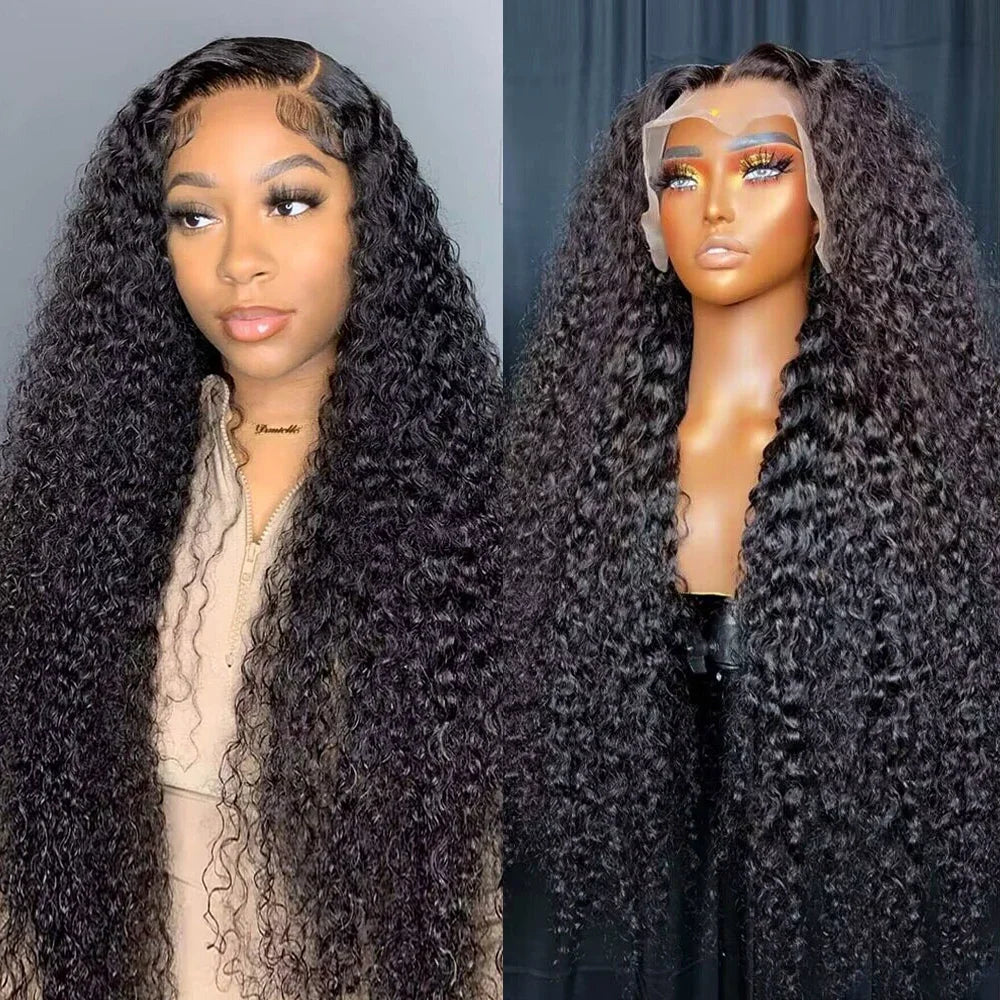 Kelily Jerry Curly Undetectable HD Lace Closure Wig Glueless Virgin Hair Natural Black