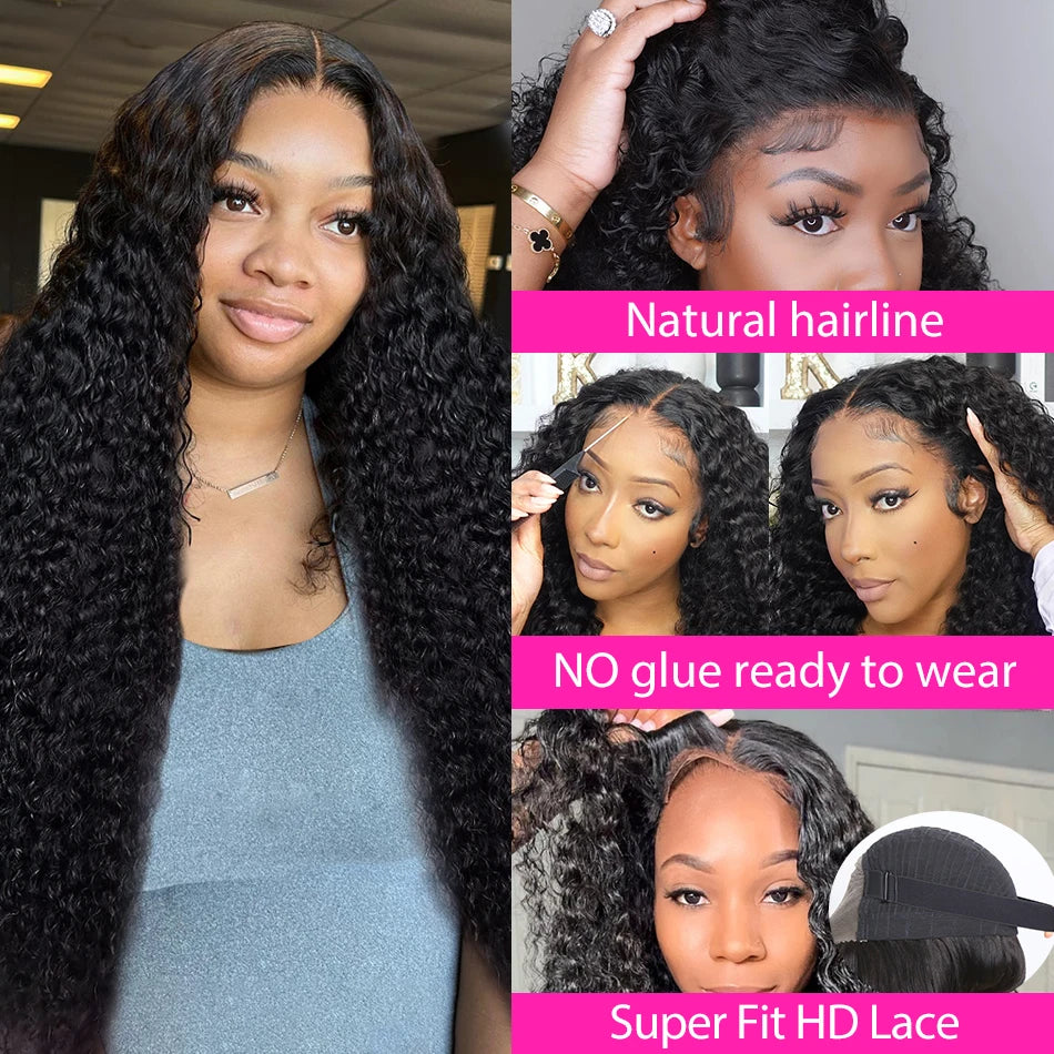 Kelily Deep Wave 5x5 Curly Glueless HD Lace Closure Beginner Friendly For Women